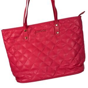 Montana West Quilted Tote Handbag Barbie Pink Large Shoulder Bag